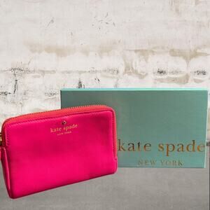 KATE SPADE Hot Pink Leather Wristlet Clutch